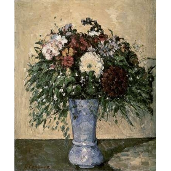 Bouquet In A Blue Vase Poster Print By Paul Cezanne