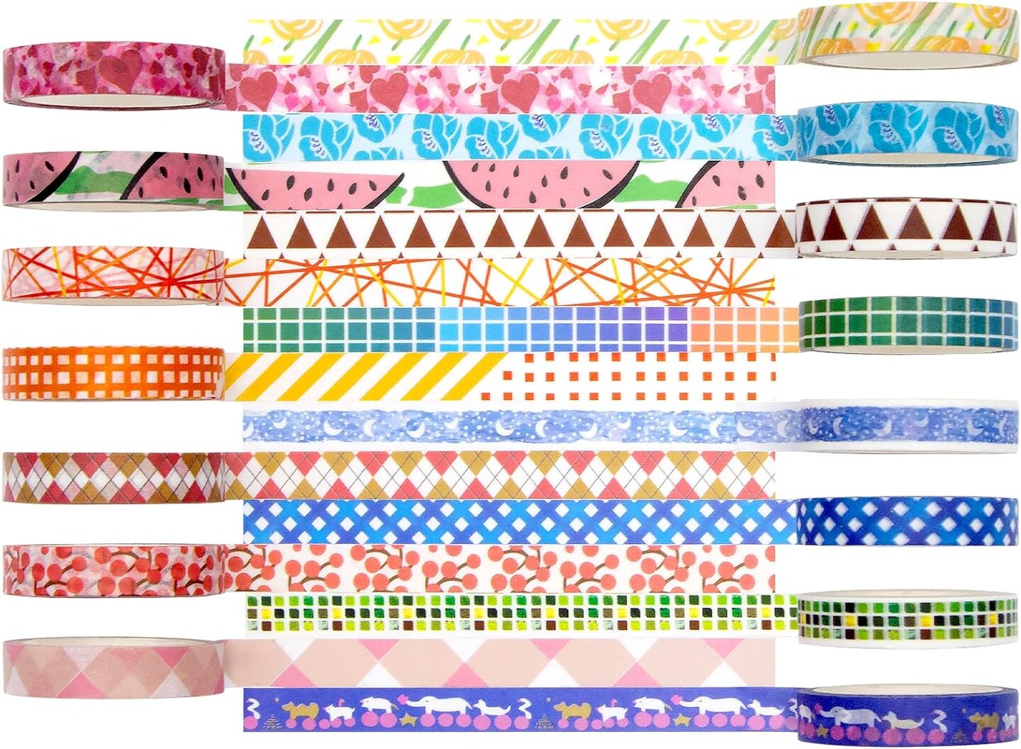 48 Rolls Washi Tape Set - 8mm Wide Decorative Masking Tape, Colorful Flower Style Design for DIY Craft Scrapbooking Gift Wrapping