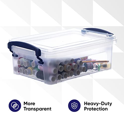1 Qt Clear Plastic Storage Bin with Lid, Non-Toxic, BPA Free, Odor Free, Organizer Storage Box, Stackable Plastic Tote for Home, Garage, School, and Office, X-Small