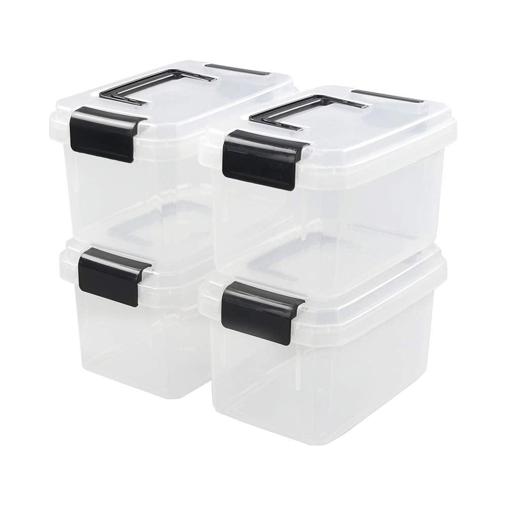 4 Pieces 2 L Clear Mini Plastic Storage Box, Tiny Clear Storage Bin