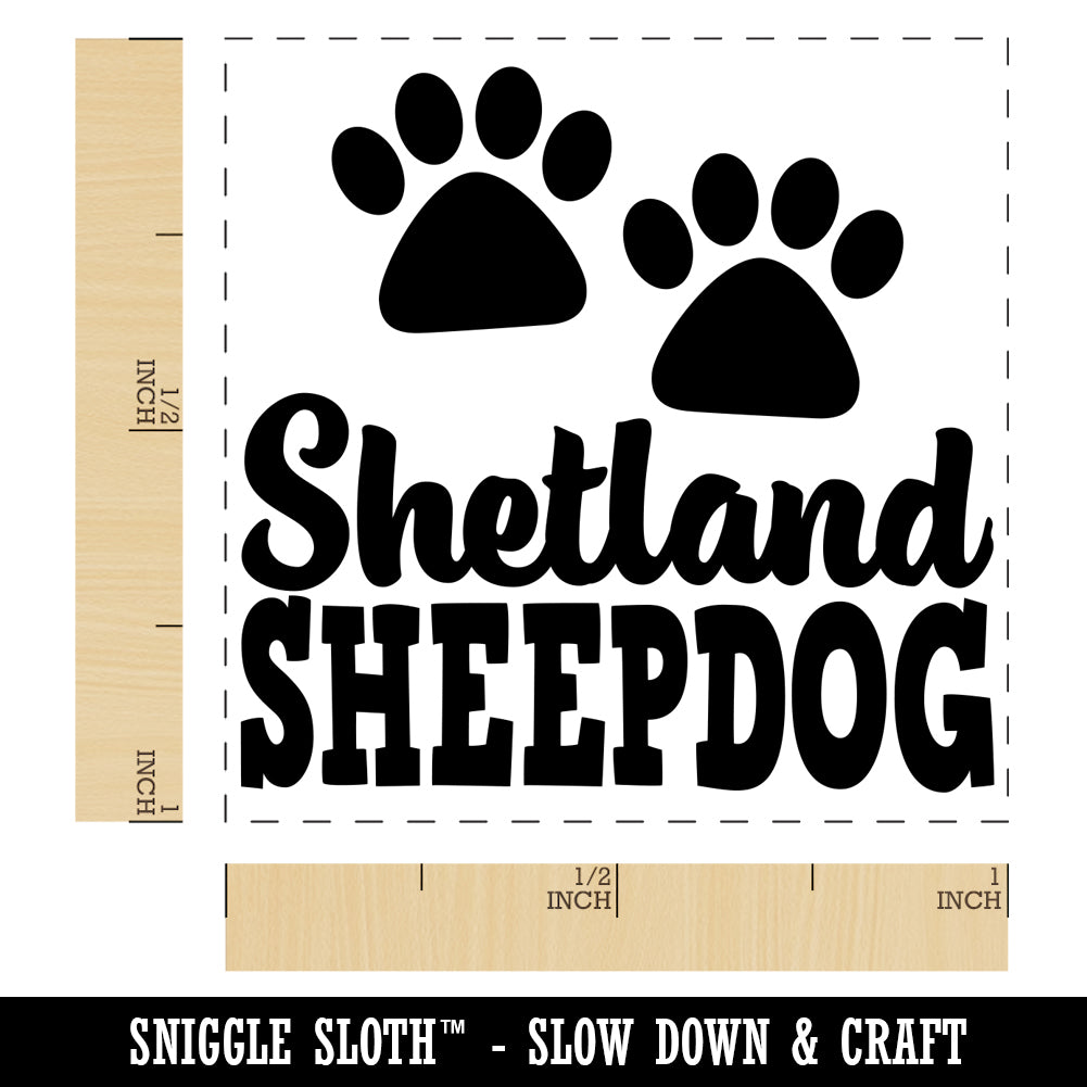 Shetland Sheepdog Dog Paw Prints Fun Text Self-Inking Rubber Stamp Ink Stamper