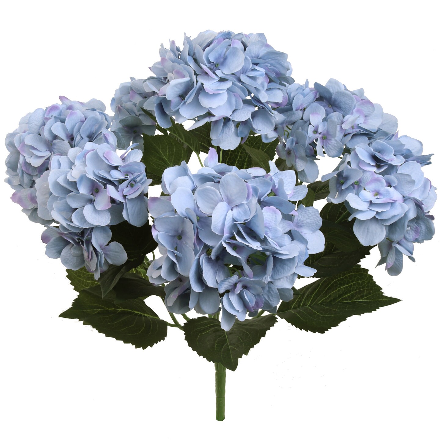 UV Baby Blue Hydrangea Bush with 7 Silk Flowers &#x26; Leaves by Floral Home&#xAE;