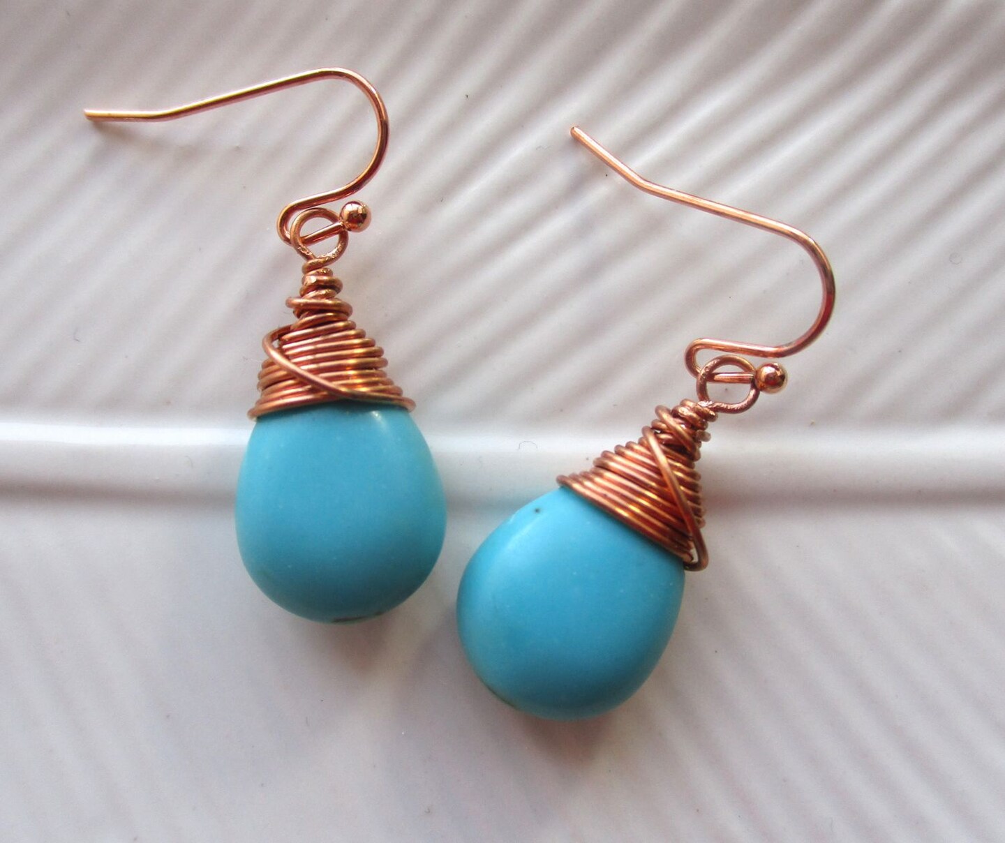 Copper shops Toned Handmade Teardrop Earrings