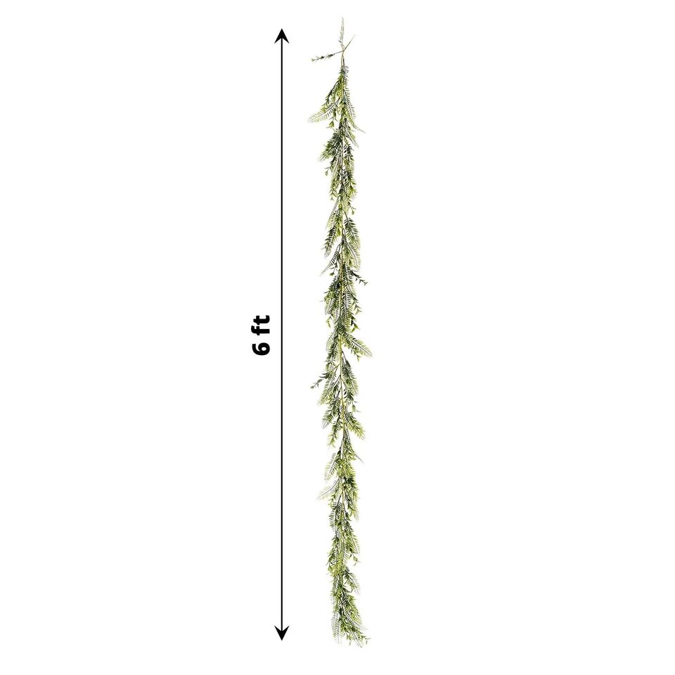 6 ft Green Artificial Boston Fern LEAVES Faux Vine Greenery Garland