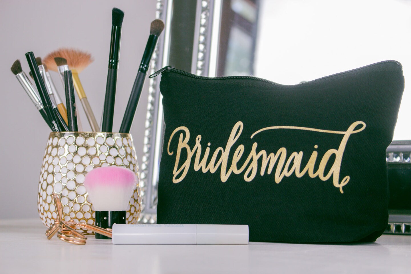Samantha Margaret - Black Bridesmaid Canvas Makeup Bag
