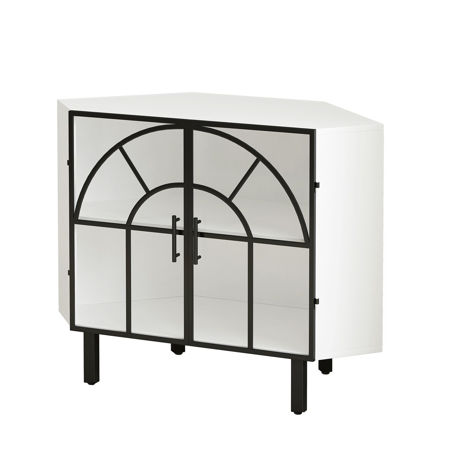 Modern White Glass Corner Cabinet | 43.65 | Stylish Storage Solution