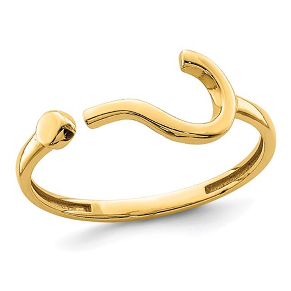 Gem And Harmony 14K Yellow Gold Question Mark Charm Ring