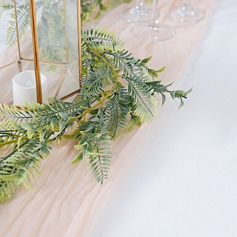 6 ft Green Artificial Boston Fern LEAVES Faux Vine Greenery Garland