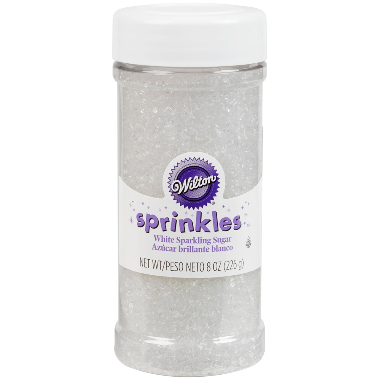 Wilton Sugar Sprinkles 8oz-White Large Container | Bulk Pack Shaker Bottle 8 Ounce Bag | MINA&#xAE;
