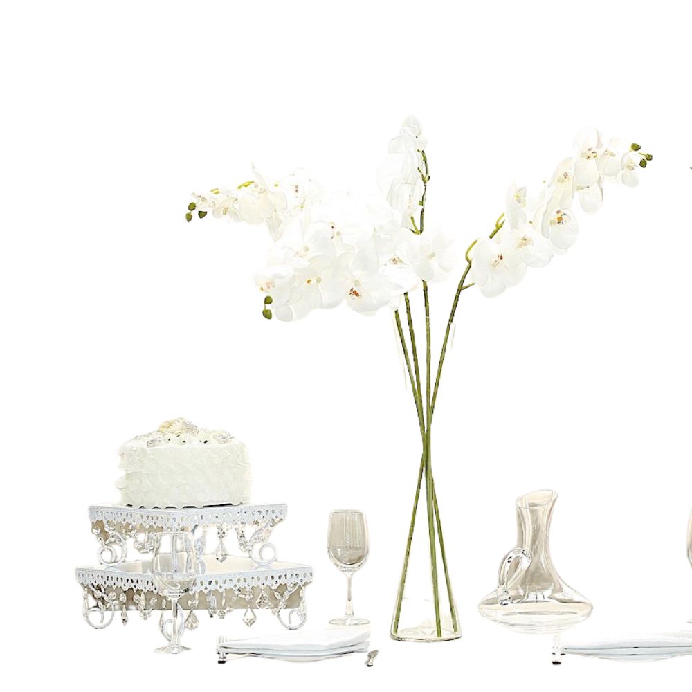 Graceful Silk Orchid Flower Stems: Set of 2, 40-Inch Artificial Centerpieces
