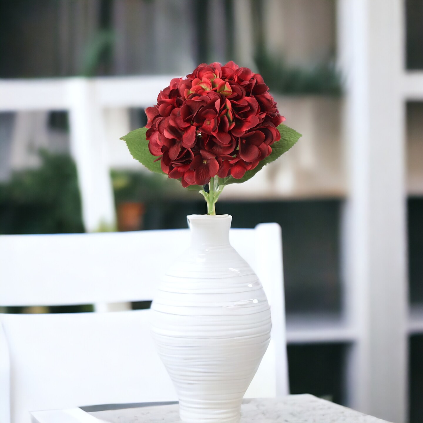 12-Pack: Burgundy Hydrangea Stem with Silk Foliage, Floral Home by Artificial Flowers