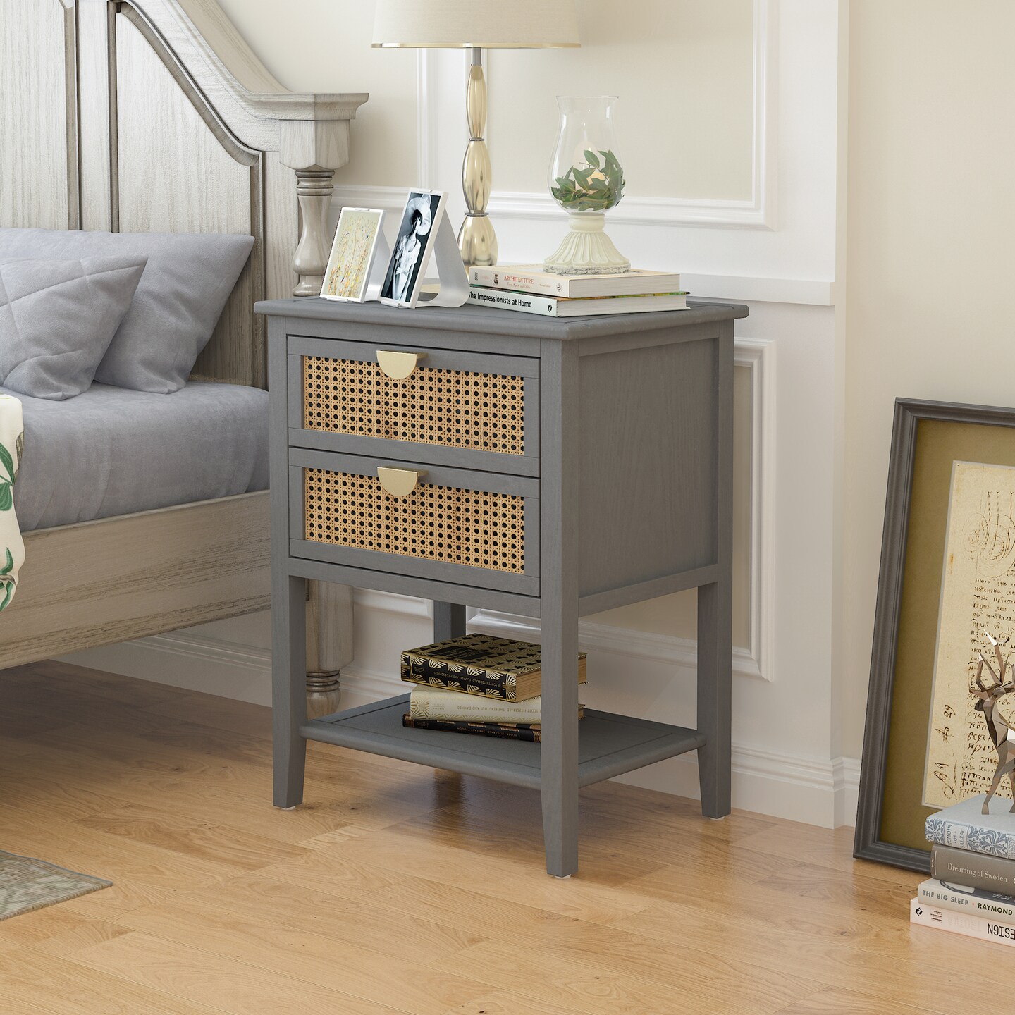 Rattan 2 Drawer Side Table - 34.5 | Add Style &#x26; Functionality