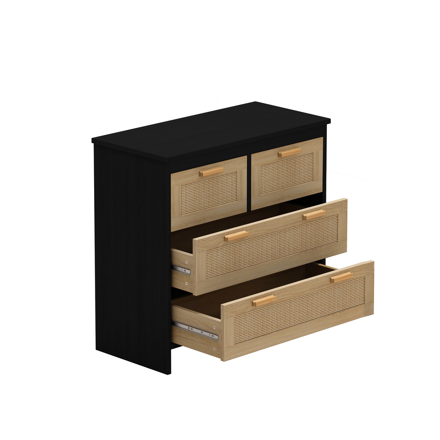4-Drawer Rattan Wood Cabinet | Stylish Storage