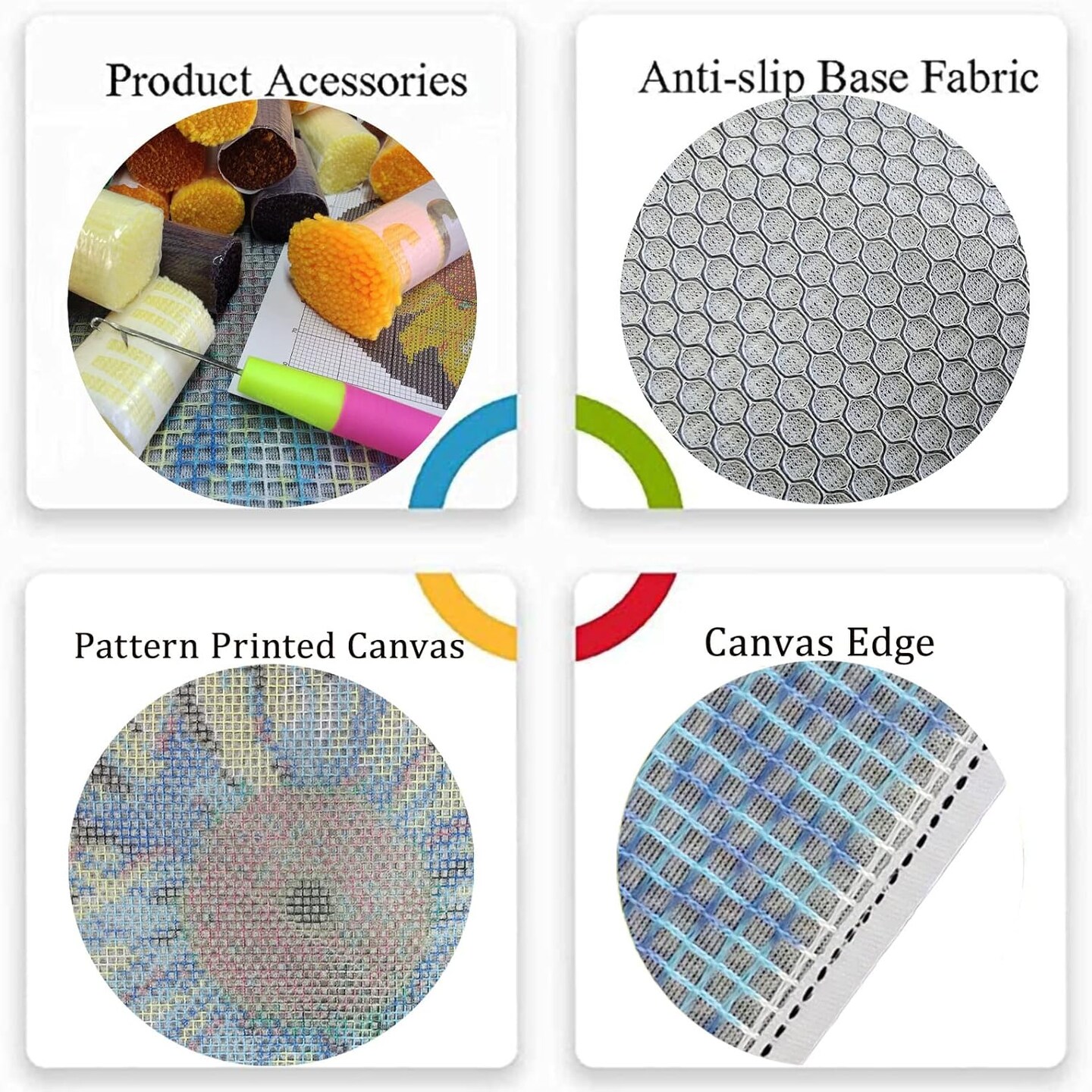 Latch Hook Rug Kit, Sunflower Pattern Printed Canvas DIY Rug Crochet Yarn Kits, Embroidery Decoration 20.4" X 20.4" (52 * 52cm)