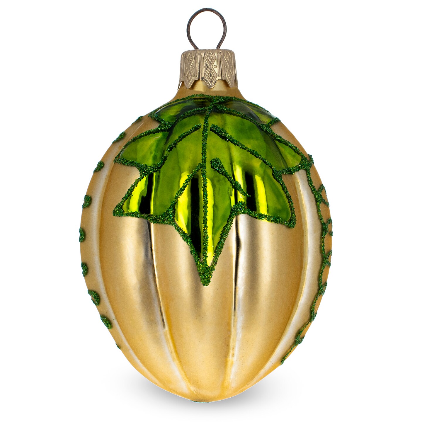 Seasonal Pumpkin Glass Christmas Ornament