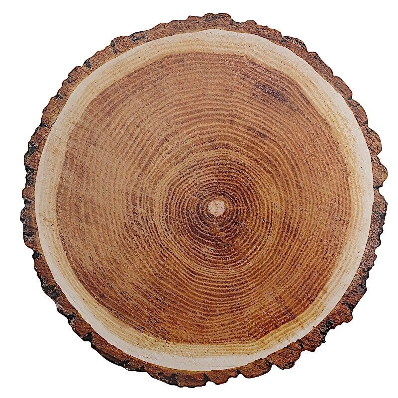 6 Natural 13 in Wood Slice Design Disposable Paper Round CHARGER PLATES