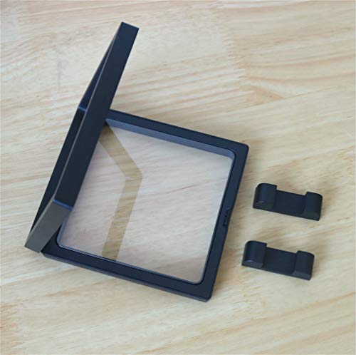 Coin Display Frame, Clear 3D Floating Holder, Small Shadow Box for Medal, AA Medallions, Jewelry, Challenge Coins, Black, 4.3"x4.3"x0.8"