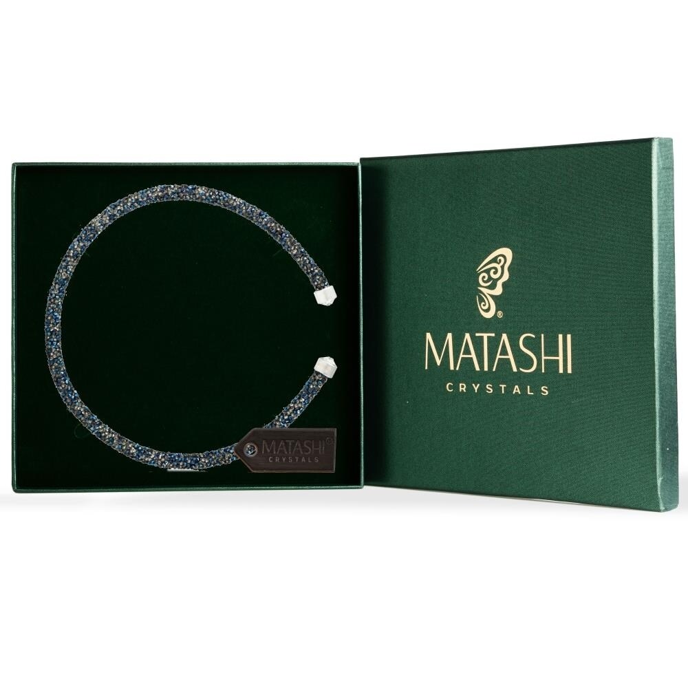 Matashi   Metallic Blue Glittery Luxurious Crystal Bangle Bracelet