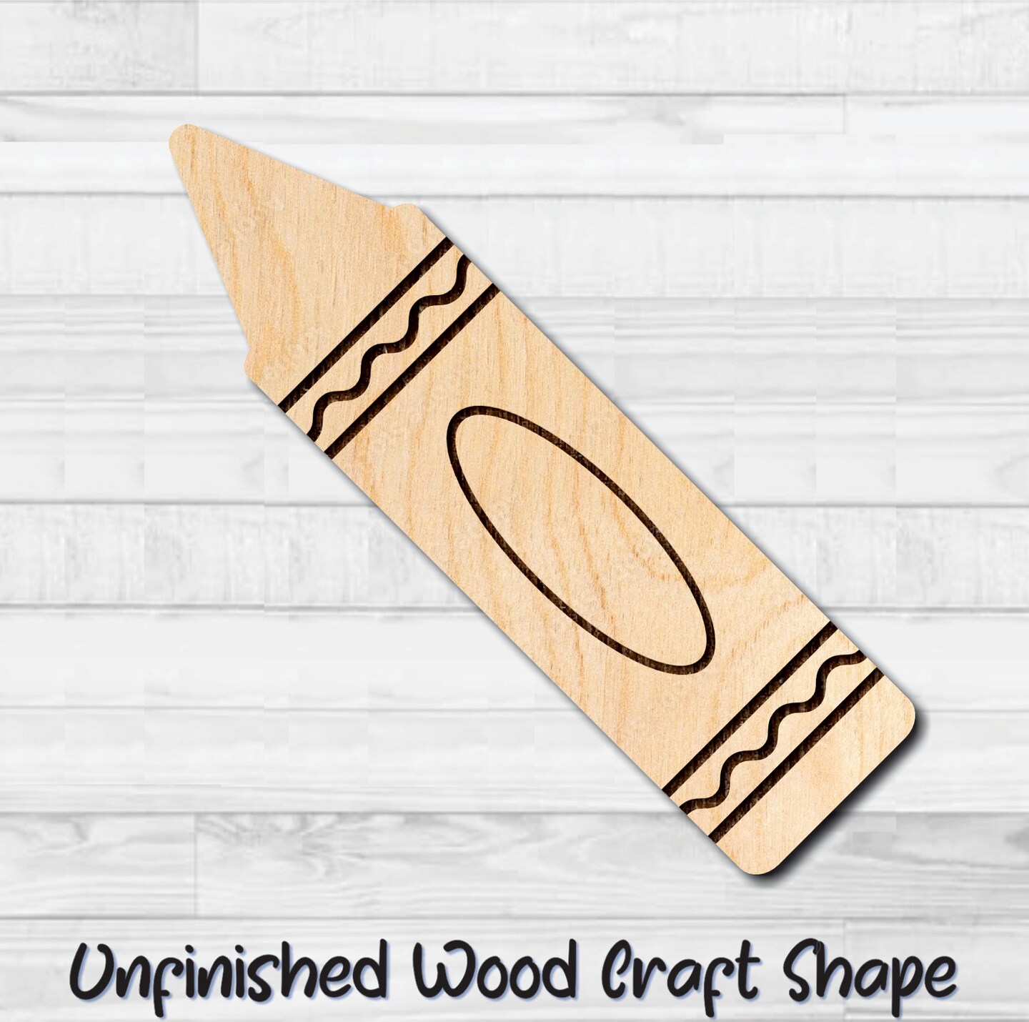 Crayon Detailed Laser Engraved Unfinished Wood Shape Craft Blank Laser Crayon detailed laser engraved unfinished wood shape craft blank laser