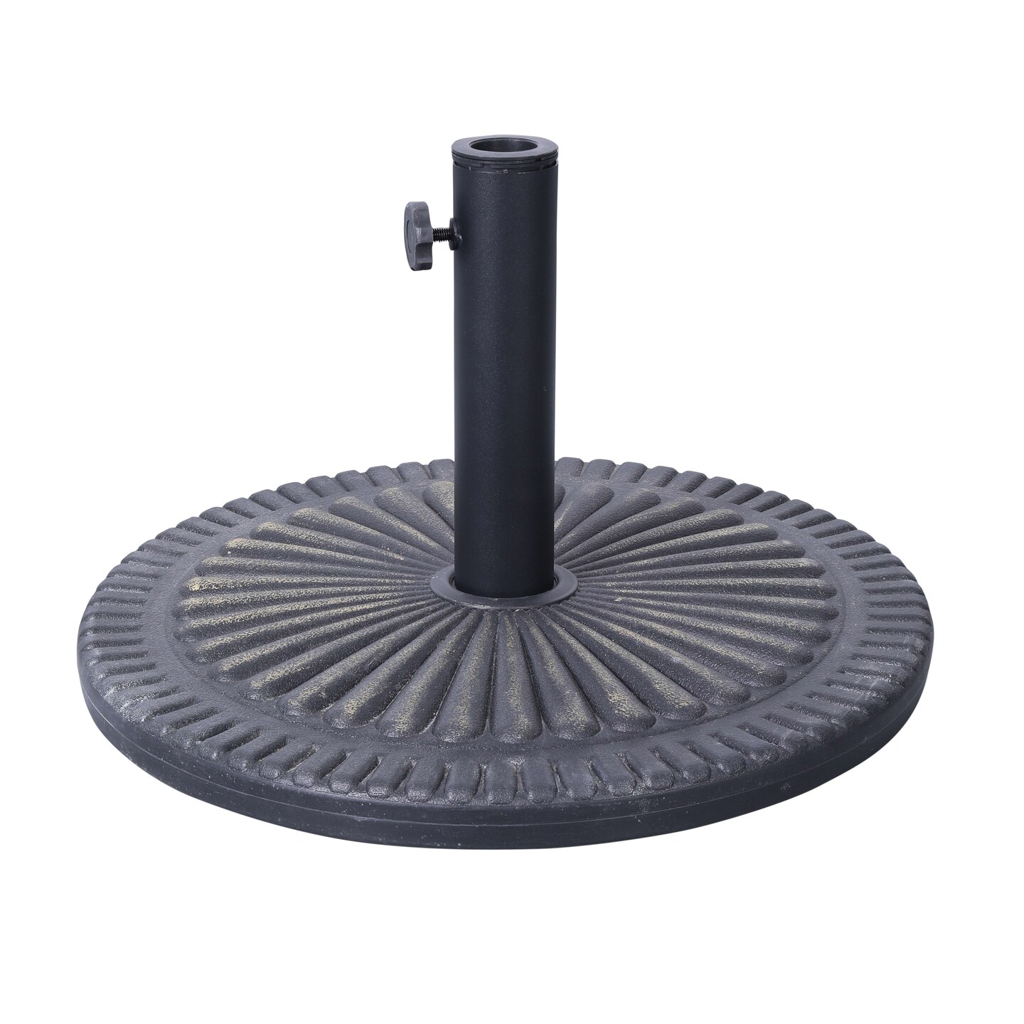 Emma and Oliver Keegan 19.25&#x22; Diameter Universal Sunburst Pattern Cement Patio Umbrella Base with Weatherproof Plastic Polymer Coating