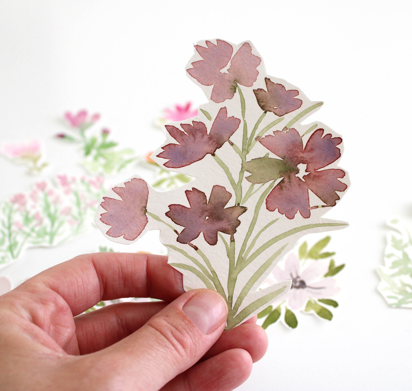 Watercolor Flowers Cut Outs, hand painted watercolor pieces, collage