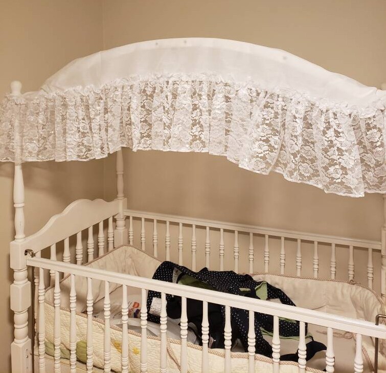 Crib Arched Lace Canopy Top In White or Off White MakerPlace by Michaels