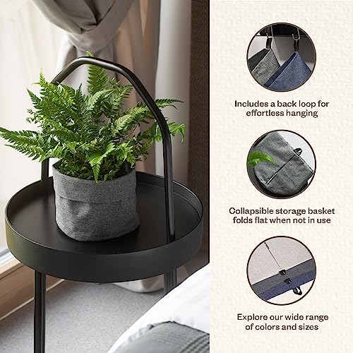 Soft Hang Around Hanging Storage Basket Small | Hanging Wall Basket for Organizing Everyday Necessities | Collapsible Wall Hanging Storage Basket for Closets | 6.7&#x2033;x6.7&#x2033; | Small | Grey