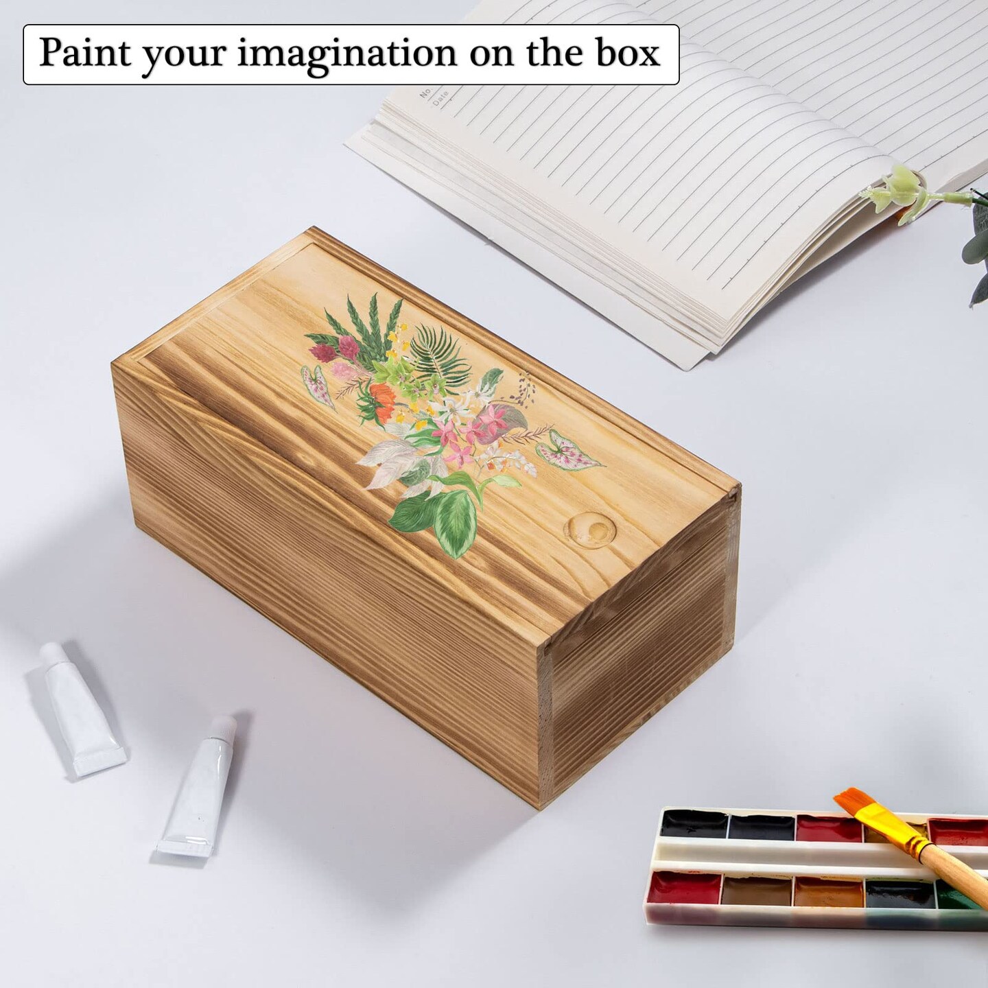Vintage Wood Box with Slide Lid, 7.8&#x27;&#x27; x 3.9&#x27;&#x27; x 3.1&#x27;&#x27; Keepsake Storage Wooden Box, Rustic Wood Gift Boxes for Art Hobbies, DIY Lovers, Desk Organizers, Cards and Home Decorations