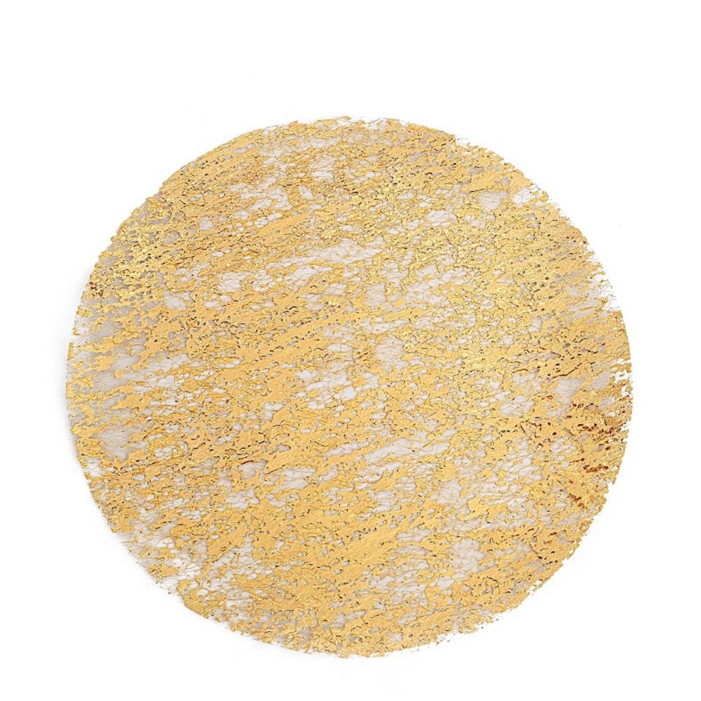 10 Metallic 13&#x22; Round Foil Polyester Mesh Placemats