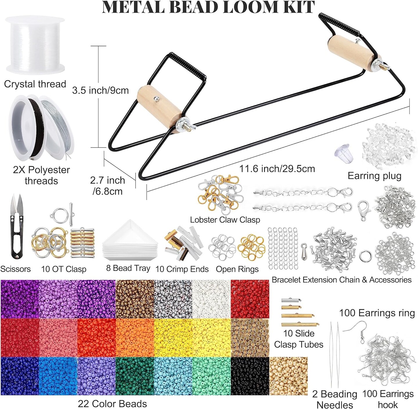 Value Bead Loom Kit, 11343 PCS Loom Beading Supplies with Lots of Seed Beads, Complete Jewelry Making Tools and Accessories, Beading Loom Kits for Adults Jewelry Making Bracelets Belts