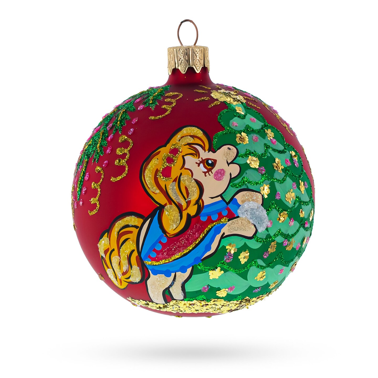 Pony Horse Decorating Tree Glass Ball Christmas Ornament 3.25 Inches