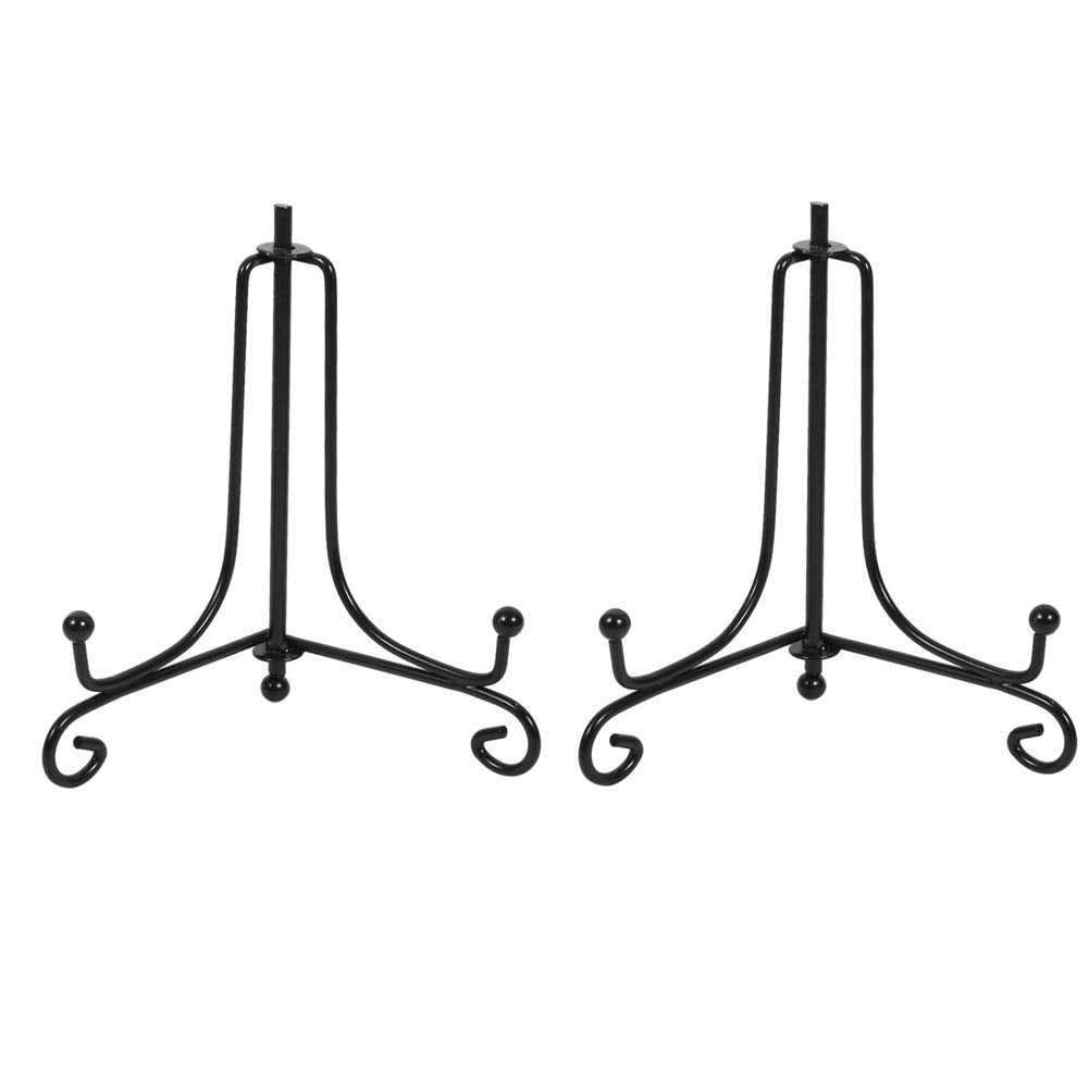 (2 Pack) Iron Display Stand, Black Iron Easel Plate Display Photo Holder Stand, Displays Picture Frames, Decorative Plates,Tablets and Art 4 Inch