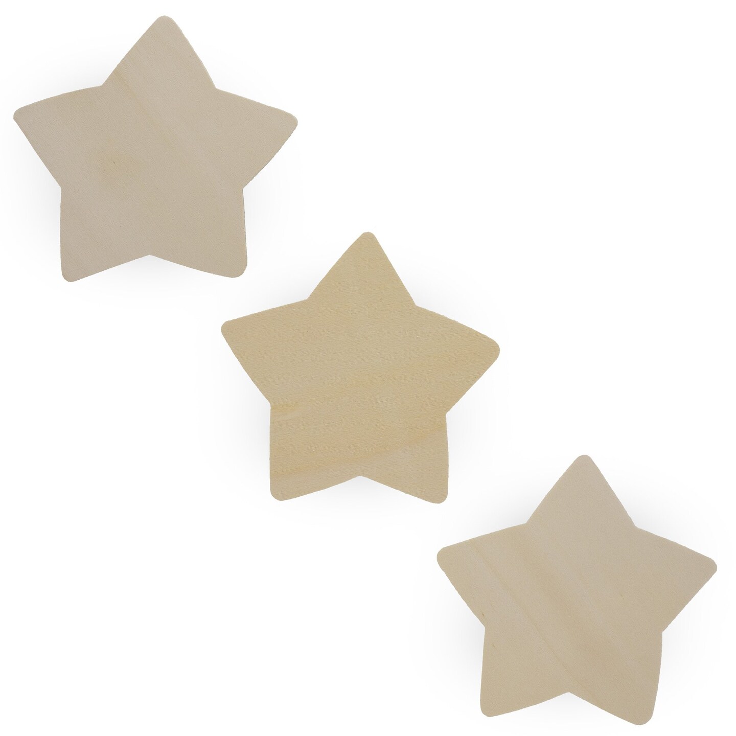 3 Unfinished Wooden Star Shapes Cutouts DIY Crafts 4.8 Inches