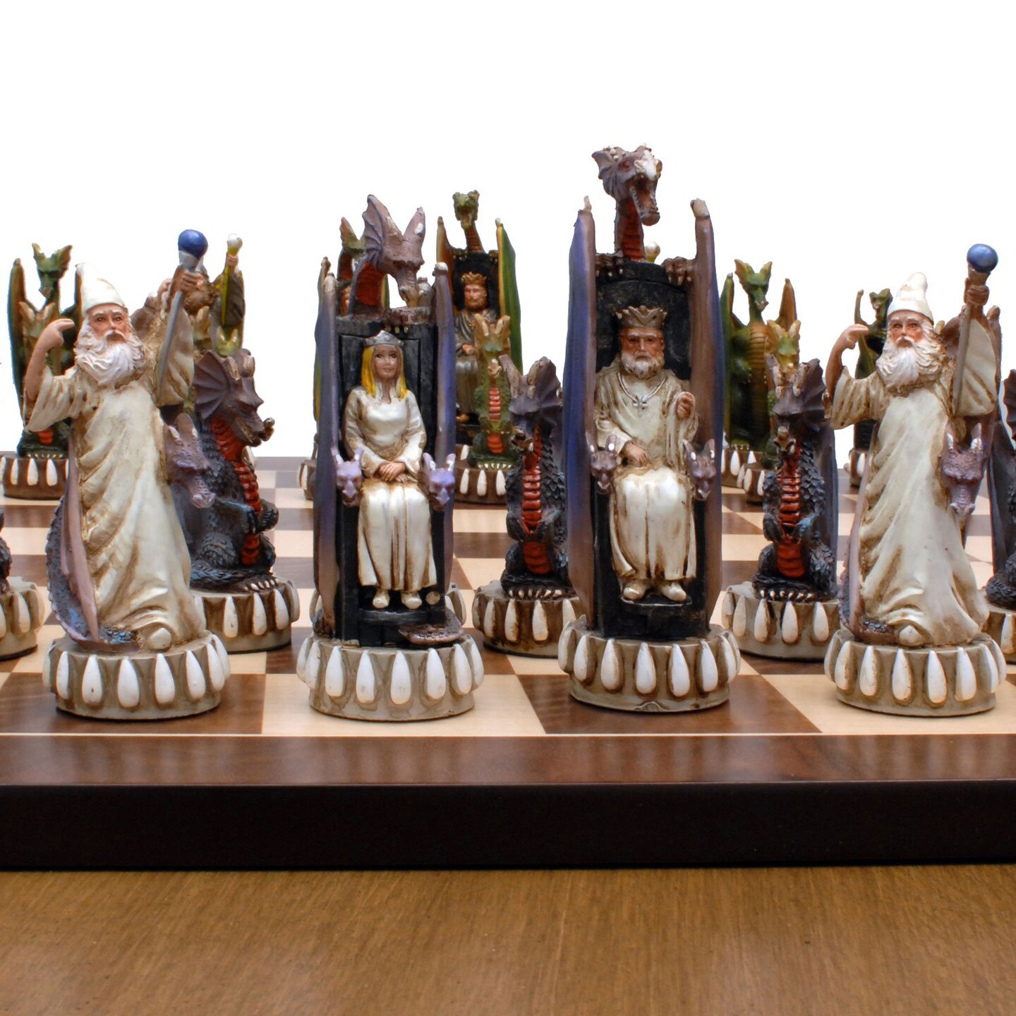 WE Games Hand Painted Dragon Themed Chess Pieces with 4.7 in. King.