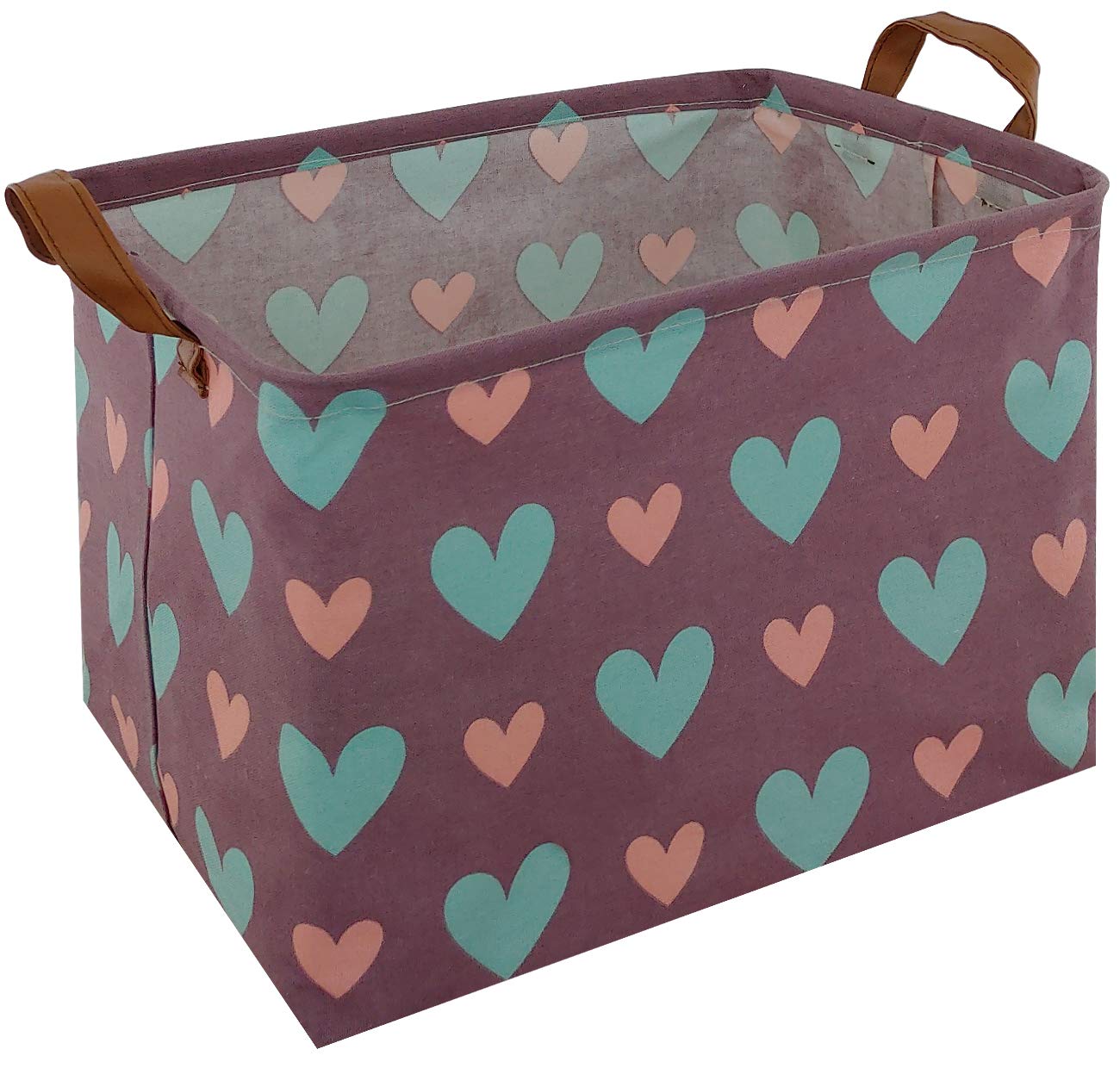 Kid Cute Rectangle Toy Box for Girl, Baby Collapsible Toy Storage Bin Nursery Child Playroom Bedroom Decor Clothes Storage Bin Gift Basket(Love in purple)