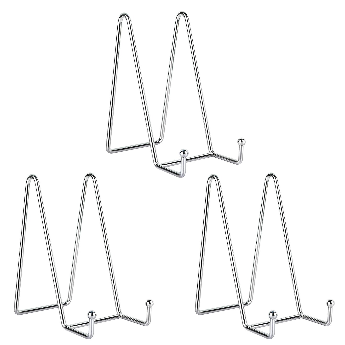 Decolore 3 Pack 6 inch Silver Metal Display Stands for Plate Stand Plate Holder Display Stands for Picture, Decorative Plate, Book, Photo Easel, Artistic Work &#xFF08;Silver&#xFF09;