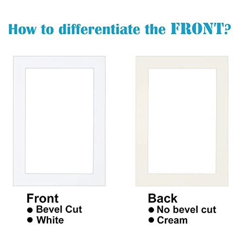 Egofine A5 White Picture Mats Pack of 14, Frame Mattes for 4x6 Pictures, Acid Free, 1.2mm Thickness, with Core Bevel Cut