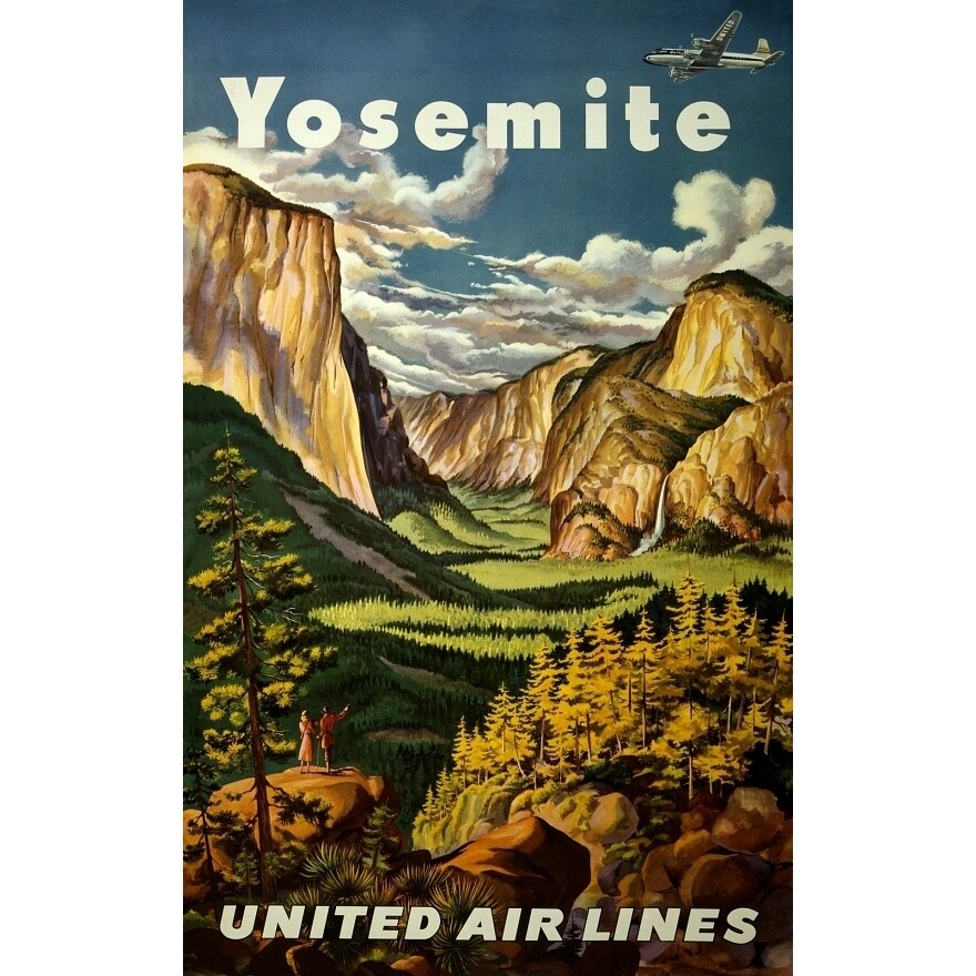 Yosemite United Air Lines Vintage Travel Poster Print (18 X 24)