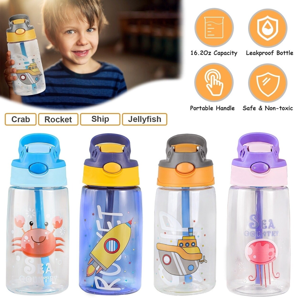 Non fashion spill children's water bottle