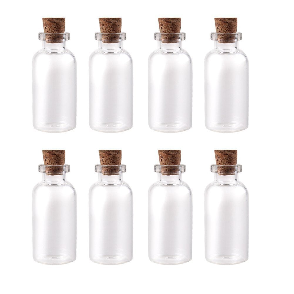 24 Pieces Mini Clear Glass Jars Bottles with Cork Stoppers for Arts & Crafts, Projects, Decoration, Party Favors - Size: 1-1/2" Tall X 3/4 Inches Diameter