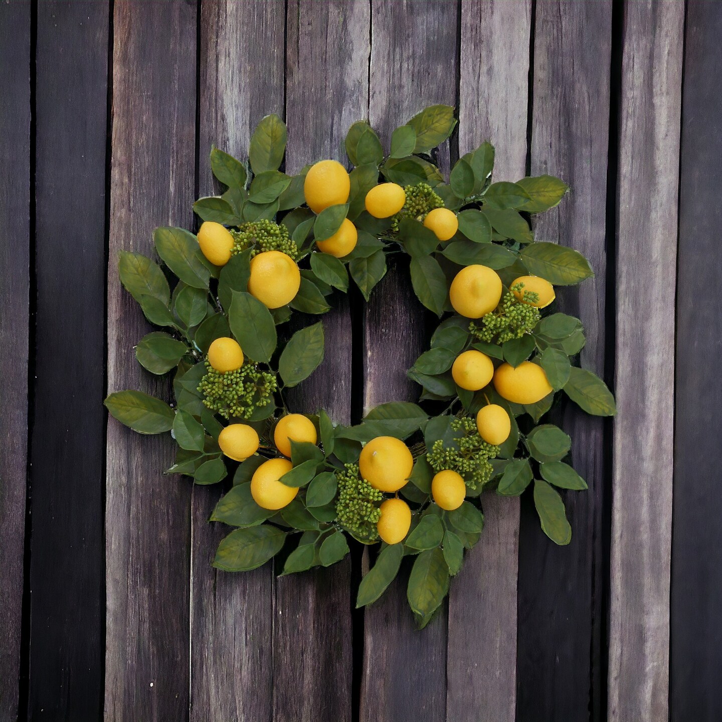 22" Handcrafted Lemon Wreath - Realistic Citrus Décor with Lifelike Lemons, Perfect for Summer, Spring & Kitchen Wall Accents by Floral Home®
