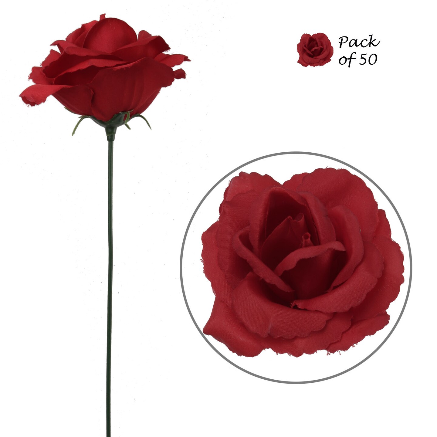 50-Pack: Burgundy Rose Picks, 8&#x22; Stems, 3&#x22; Wide by Floral Home&#xAE;