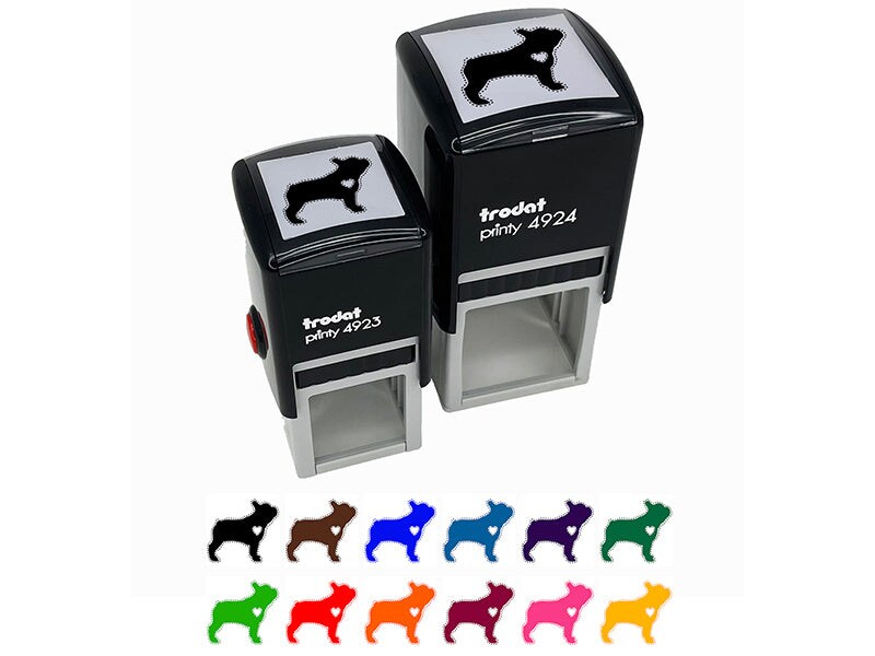 French Bulldog Dog with Heart Self-Inking Rubber Stamp Ink Stamper