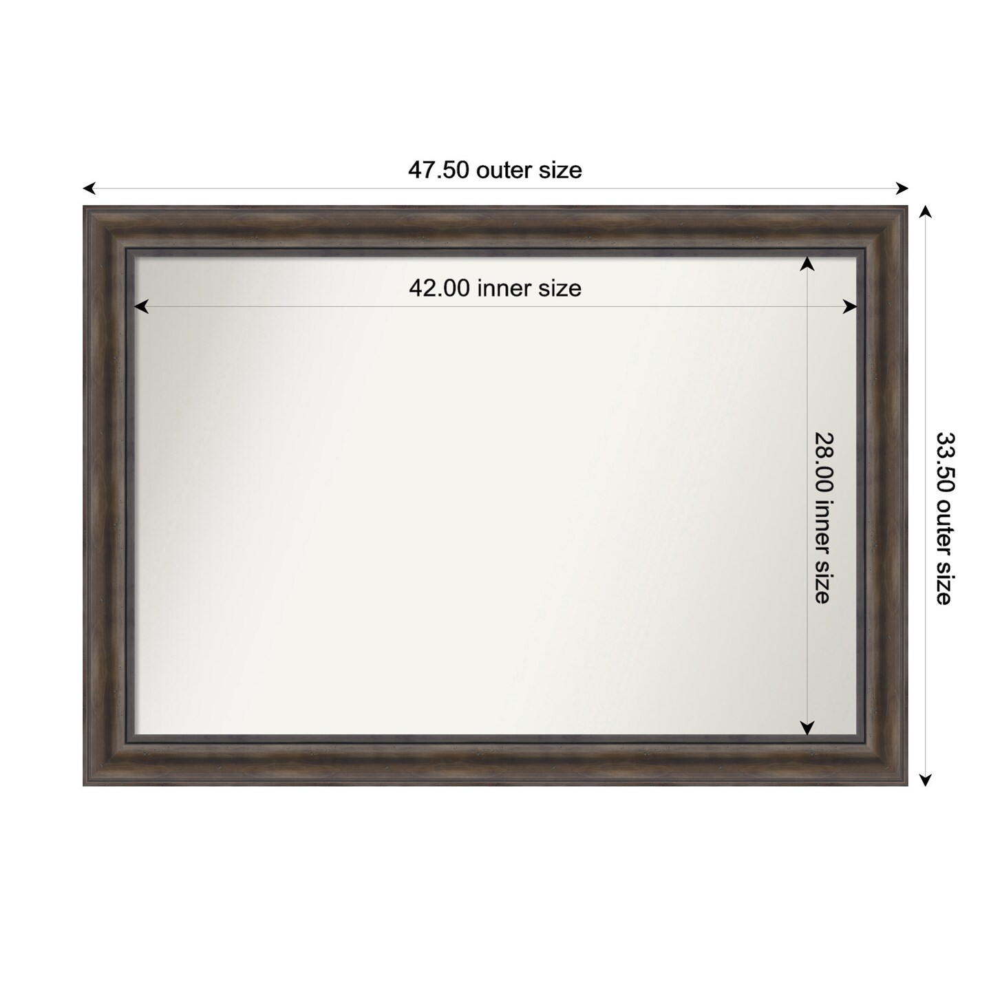 Rustic Pine Brown Non-Beveled Custom Framed Bathroom Vanity Wall Mirror
