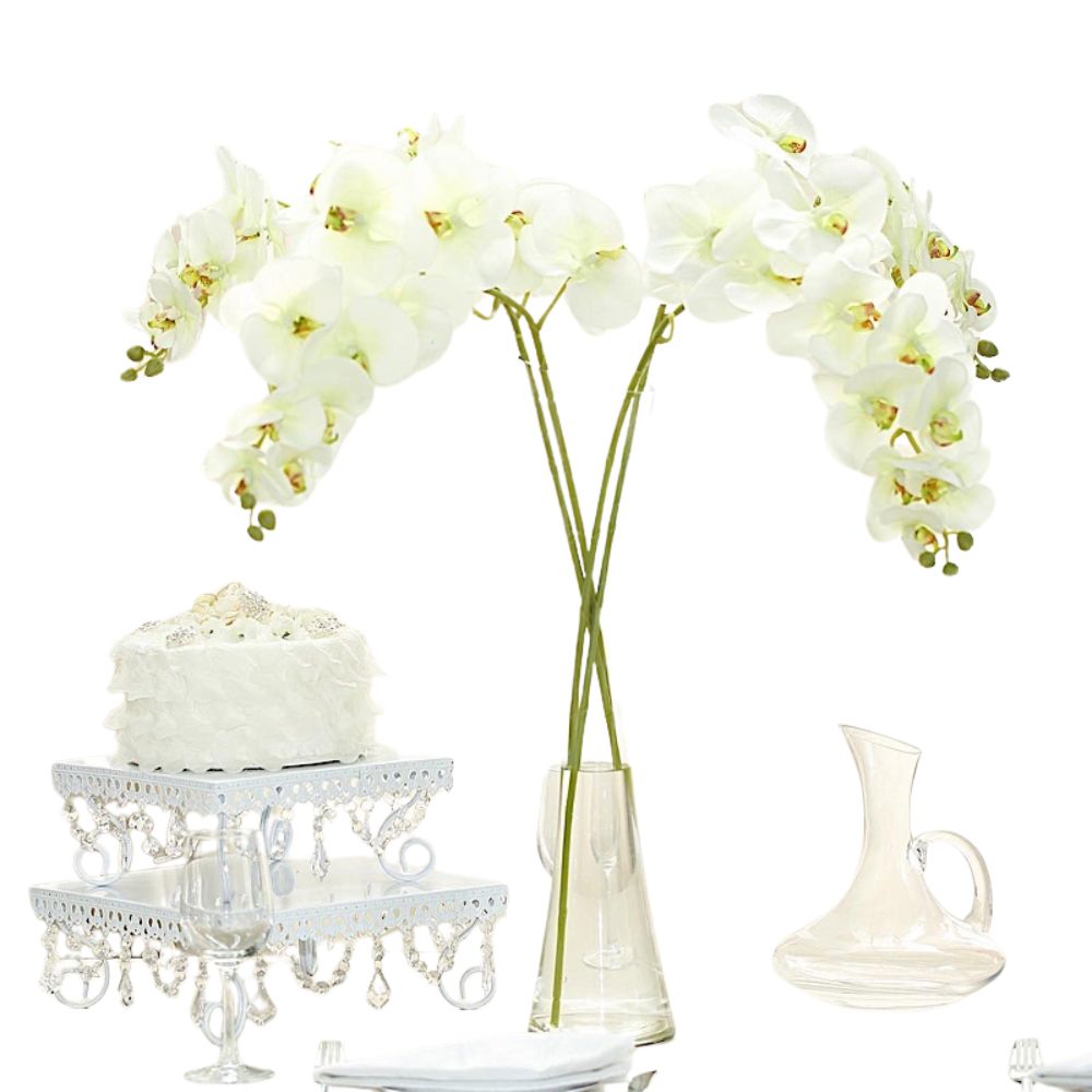 Graceful Silk Orchid Flower Stems: Set of 2, 40-Inch Artificial Centerpieces