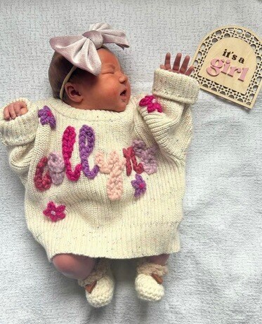 Personalized Baby Sweater - Custom Name Embroidered Knit Sweater For Newborns & Toddlers, Cotton, Sizes 0-3M To 5T