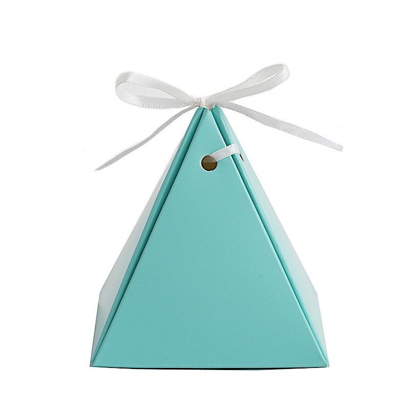 Elegant Pyramid Favor Boxes with Satin Ribbons Wedding Party Decor