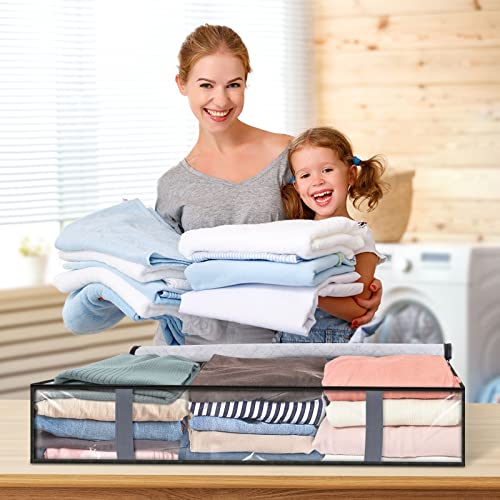 2 Pieces Storage Bags, Clothes Storage,Under bed Storage Containers With Durable Handles,Large Capacity Storage Bins,Foldable Storage Organizers For Clothes,Bedding and Toys-75L/Grey