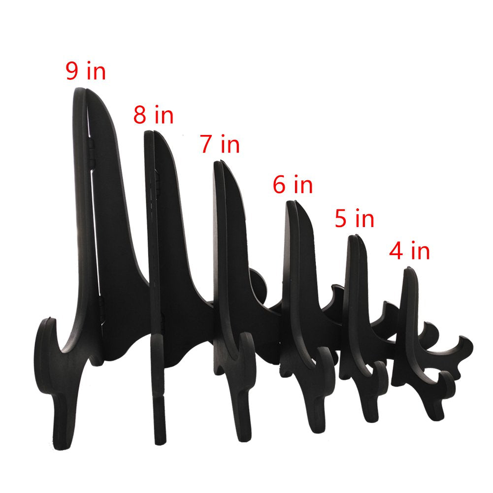 Artliving Black 4&#x22; Wood-Like Plastic Easels Plate Display Stands Picture Frame Stand Holder-Set of 4
