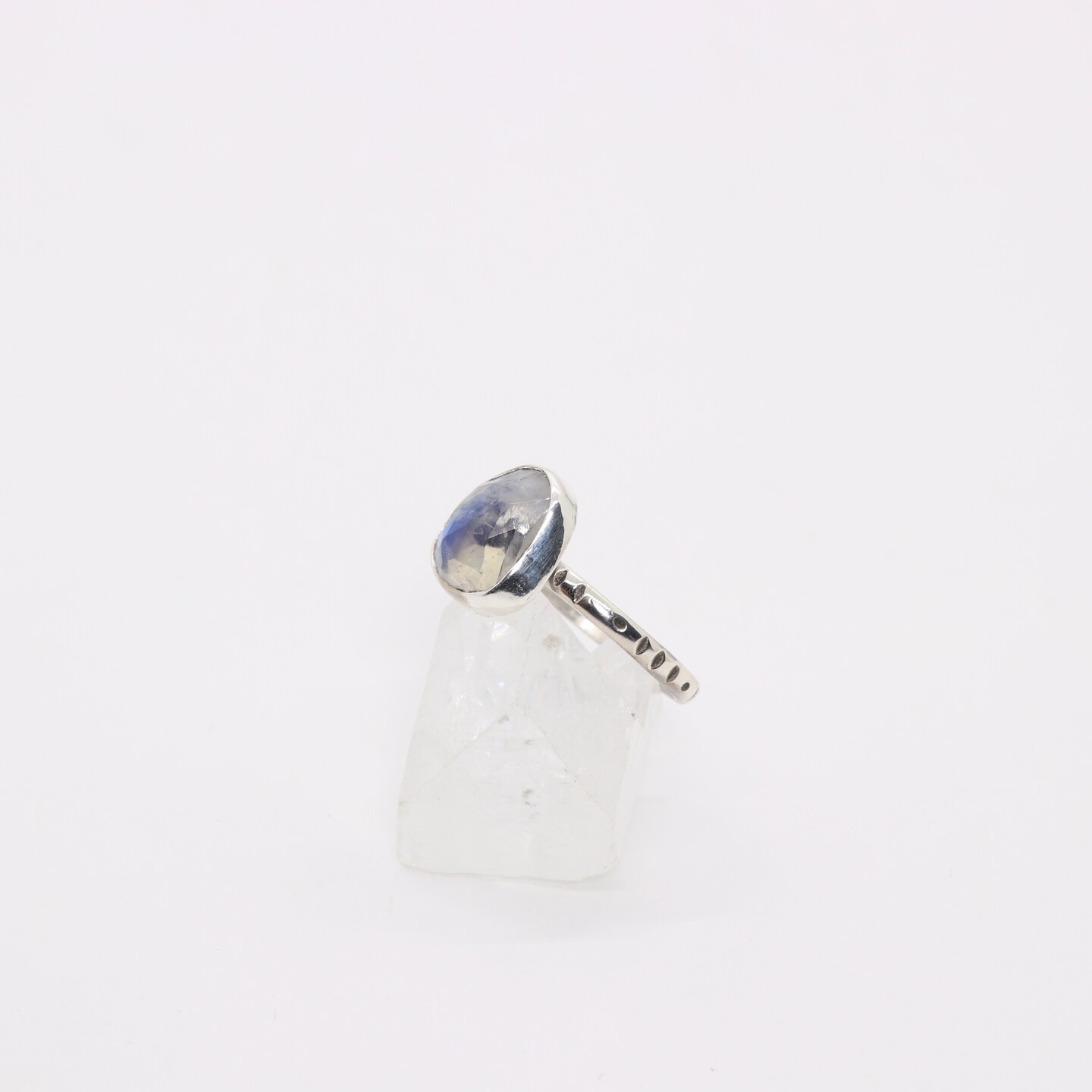 Boho Moonstone Ring, Natural Stone Statement Jewelry in Sterling Silver, Bohemian Crystal Ring, Unique Small Batch Artisan Made, Size 9 Ring product 4